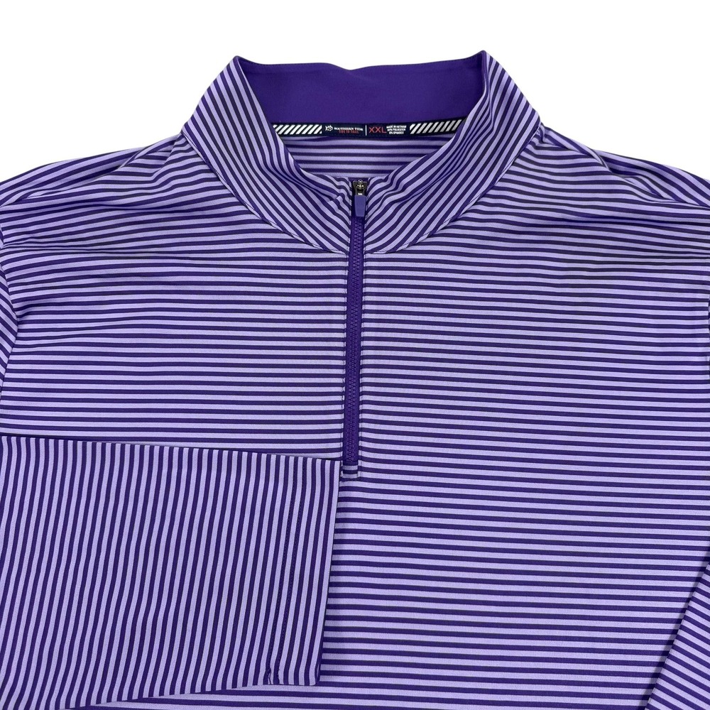 Southern Tide Pullover Mens 2XL Purple Striped 1/4 Zip Long Sleeve Golf Shirt